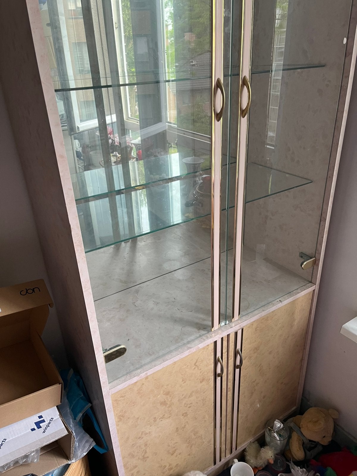vitrinekast gratis, Ophalen, Gebruikt, Glas   met spiegel, 50 tot 100 cm