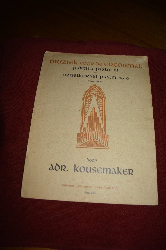 orgel: Partita Ps. 91, Koraal Ps.86:6, Adr.Kousemaker No 203, Gelezen, Adr. Kousemaker, Instrument, Ophalen of Verzenden