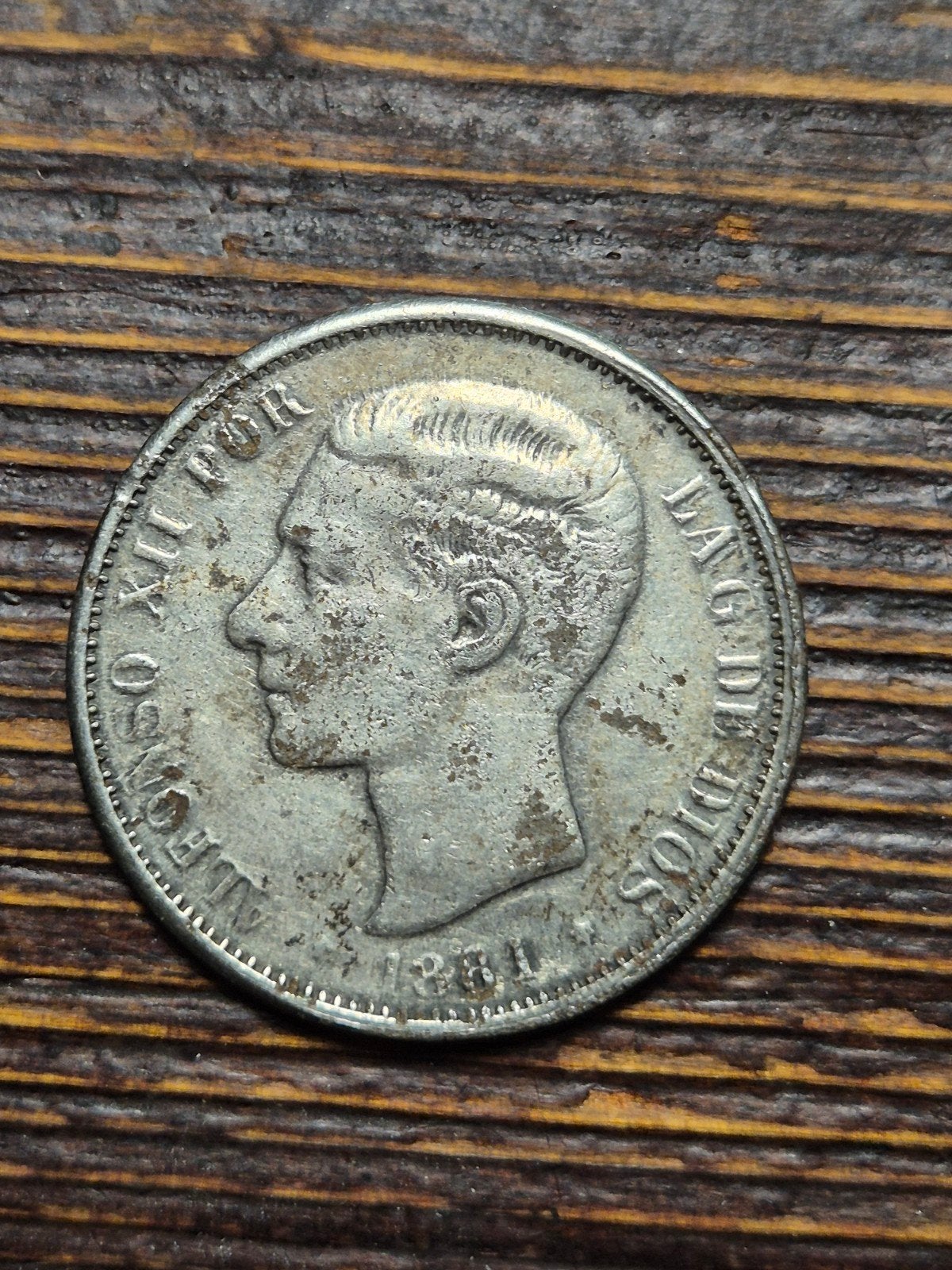 5 Pesetas Spanje 1881, Ophalen of Verzenden
