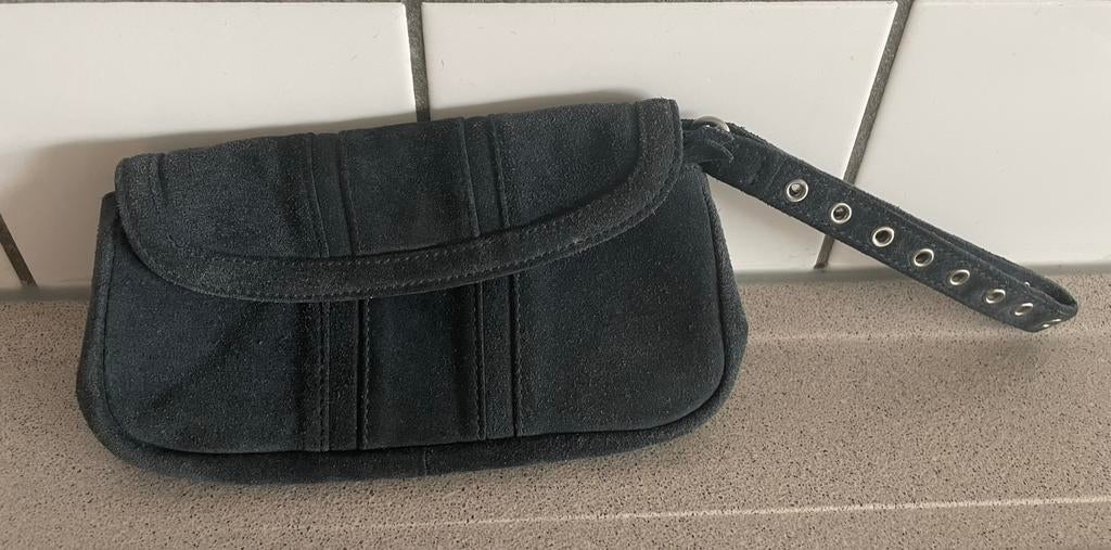 Liebeskind Berlijn blauw suède portemonnee clutch vintage, Ophalen of Verzenden, Zo goed als nieuw, Blauw
