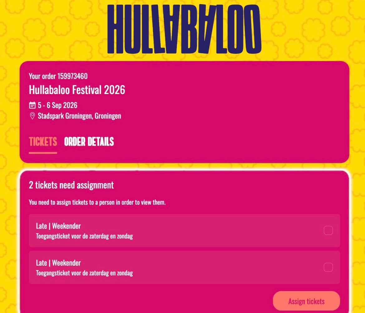 1x Hullabaloo weekendticket, Twee personen