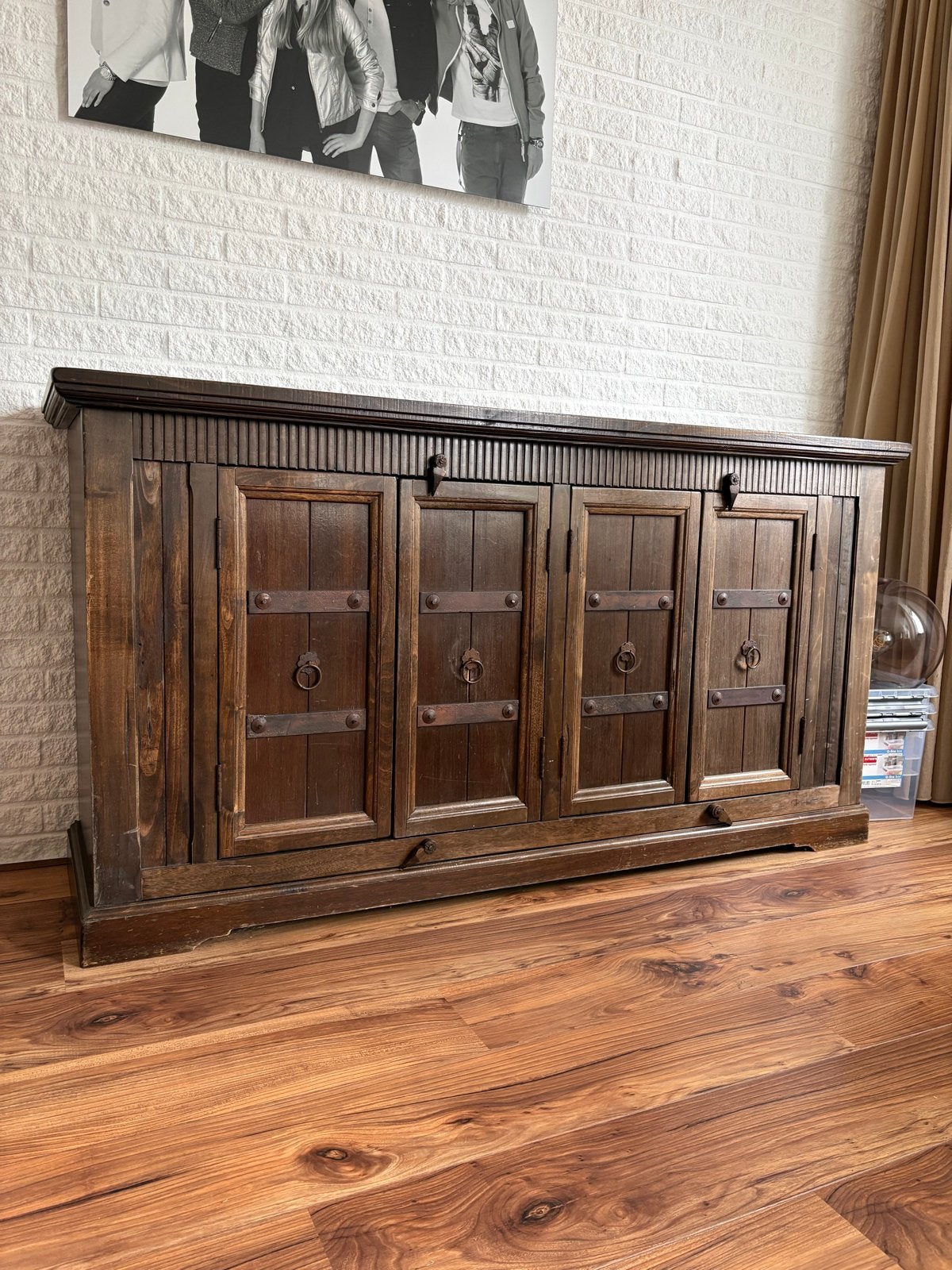 Robuust houten dressoir met 4 deuren - 190x90 cm, Huis en Inrichting, Ophalen, Gebruikt, 150 tot 200 cm, 25 tot 50 cm