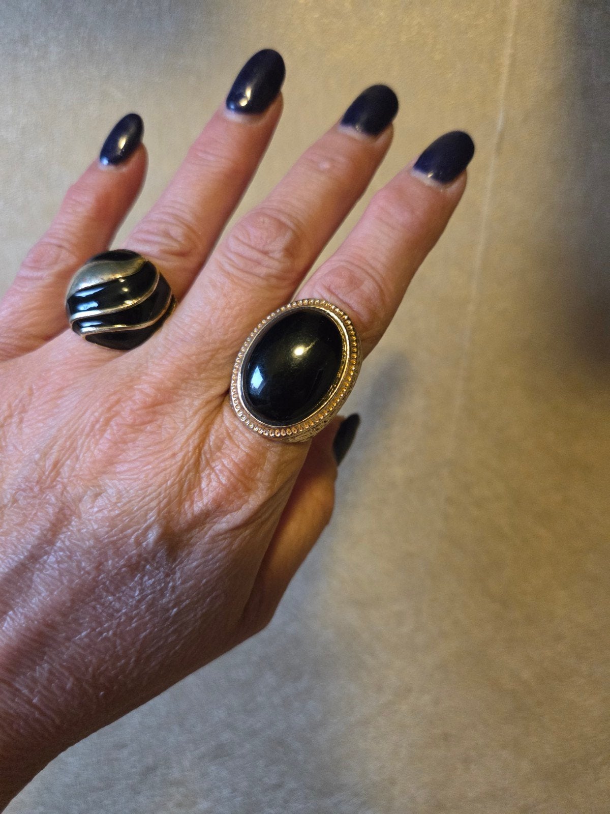 Grote grove metalen ringen, verstelbaar, Ophalen of Verzenden, 17 tot 18, Zilver, Dame