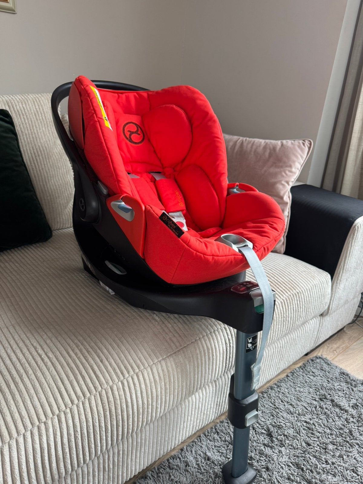 Cybex Cloud Z i-size platinum rood, regenhoes en 360 base, Verstelbare rugleuning, Zo goed als nieuw, Isofix, 0 t/m 13 kg