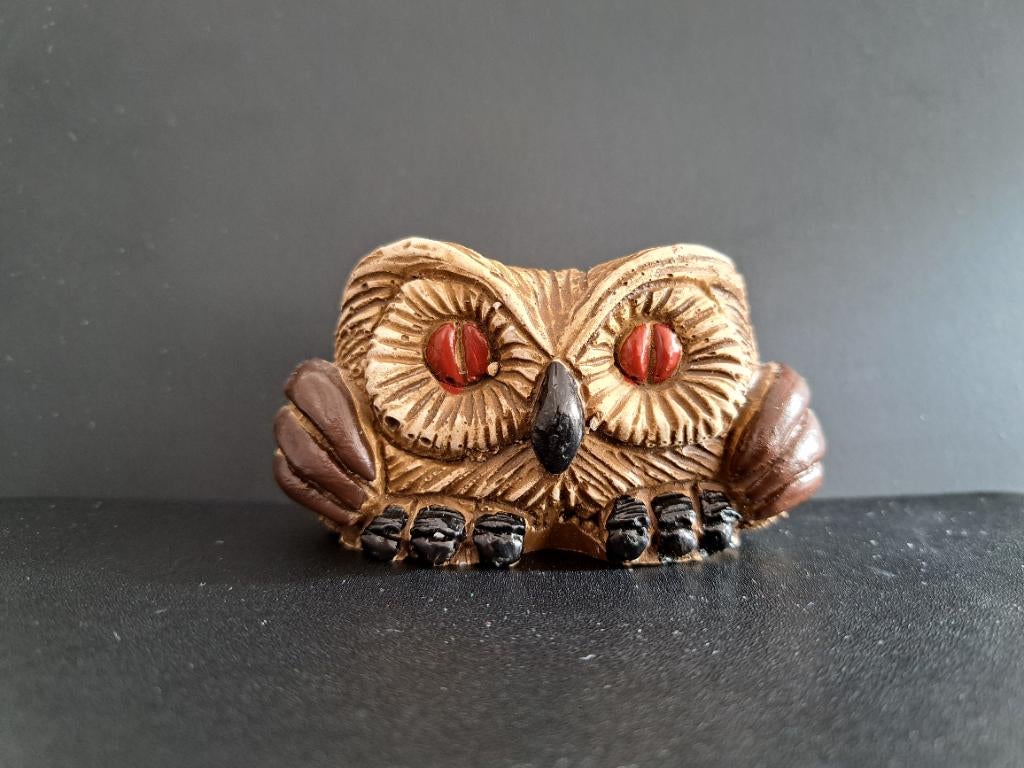 Vintage beeldje uil breed, Ophalen of Verzenden, Gebruikt, Dier