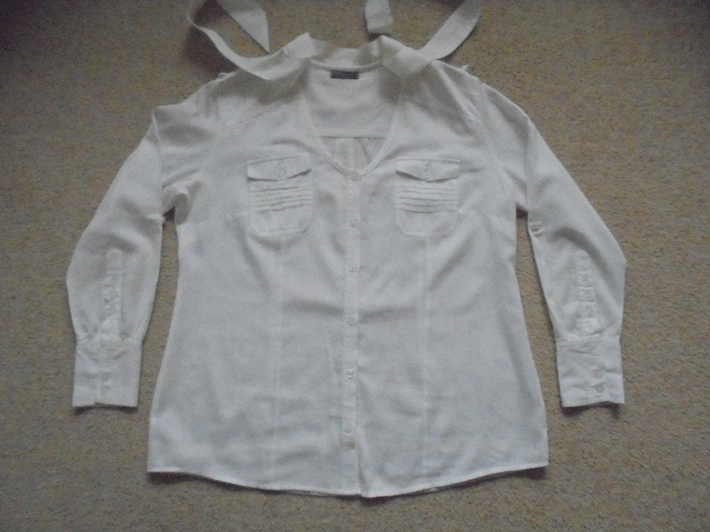 Witte blouse MANDARIN, Kleding | Dames, Blouses en Tunieken, Wit, Ophalen of Verzenden, Gedragen, Maat 46/48 (XL) of groter