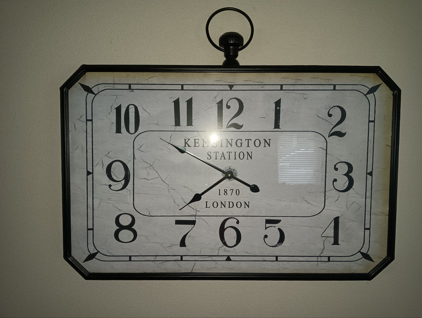 Grote mooie Stationsklok Kensington zwart,  95x61 cm, Ophalen