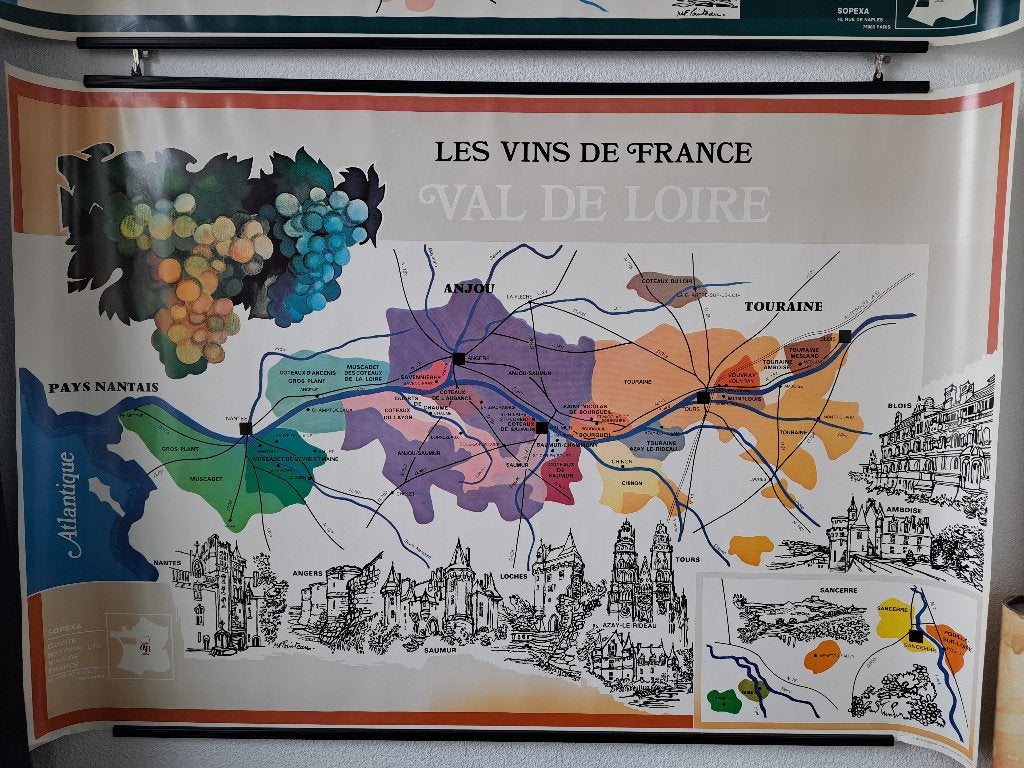 Sopexa poster wijngebied Val de Loire, Verzamelen, Deurposter of groter, Rechthoekig Liggend, Ophalen of Verzenden, Zo goed als nieuw