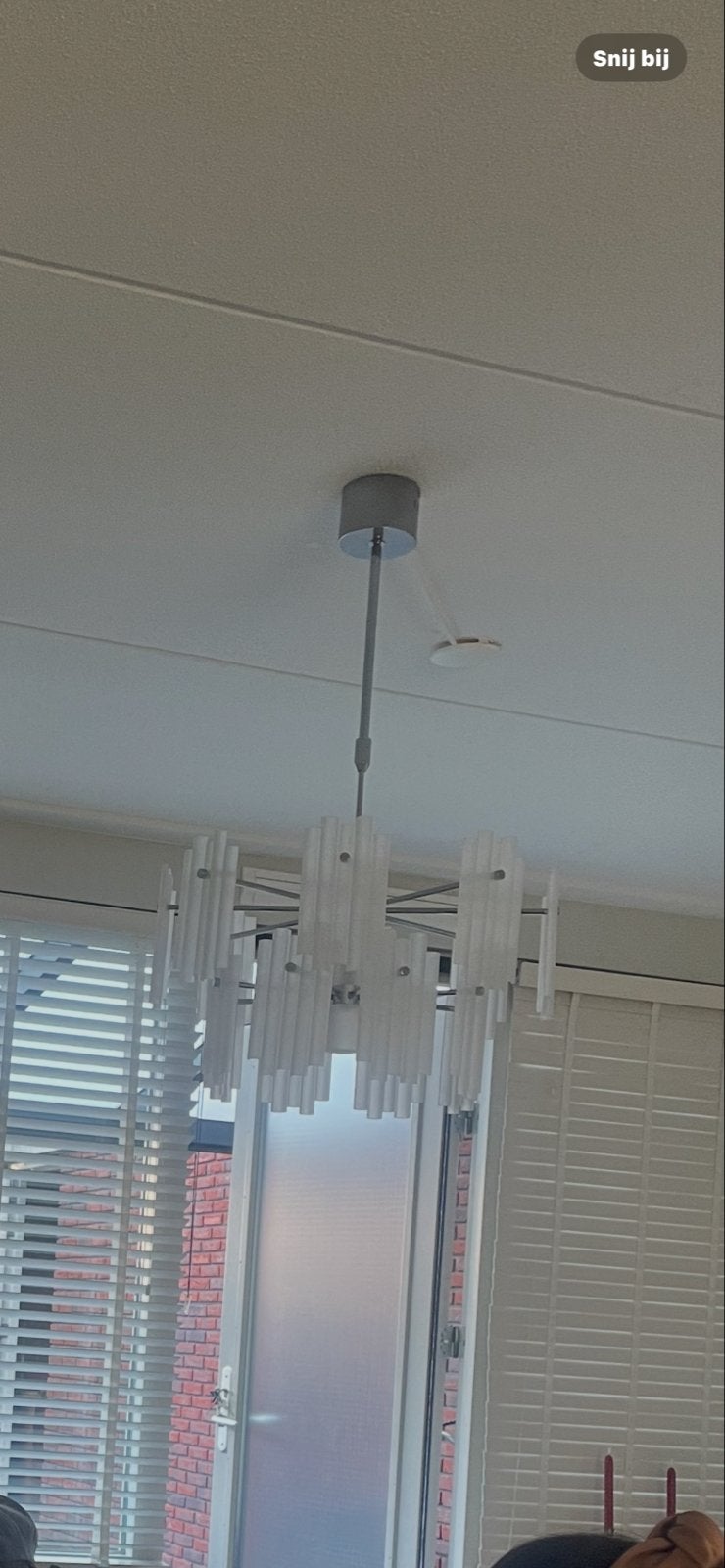 Moderne westwing Hanglamp met Melkglas Staven, Ophalen of Verzenden, Zo goed als nieuw, Glas, E14 (klein)
