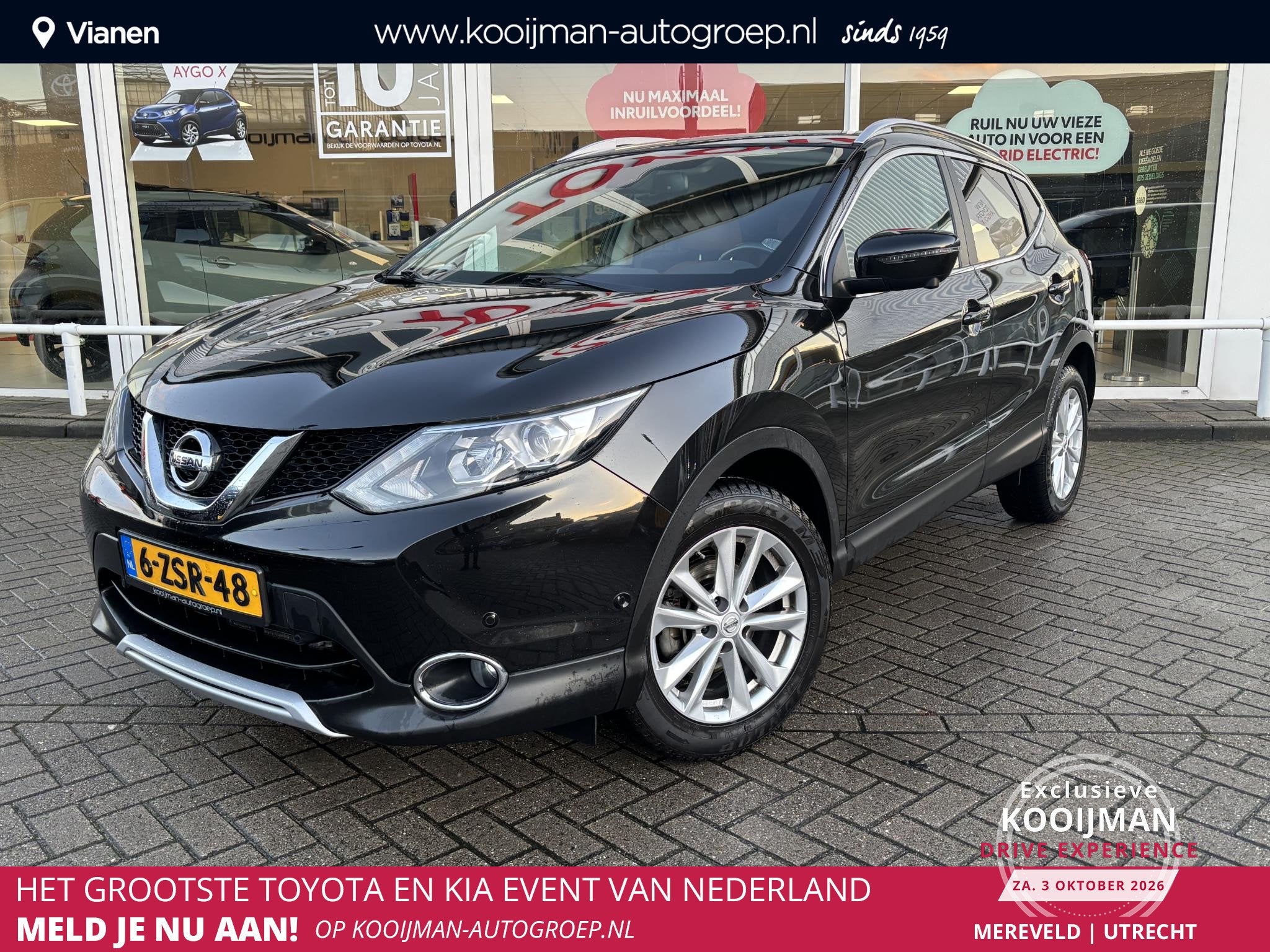 Nissan Qashqai 1.2 Tekna Automaat, 101906km NAP, Leder, stoe, Auto's, Gebruikt, 4 cilinders, 116 pk, Zwart