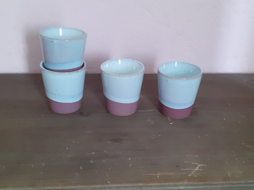 4 mokjes, Nieuw, Ophalen of Verzenden, Overige stijlen, Kop(pen) en/of Schotel(s)