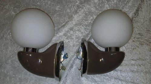 vintage set wandlampen Colani space age bruin, Ophalen, Zo goed als nieuw, Glas, Space age