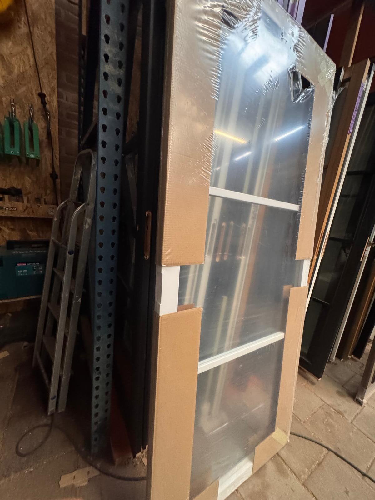 82,2x193,7 binnendeur stomp links staallook wit SL11, Ophalen, Binnendeur, Nieuw, Glas