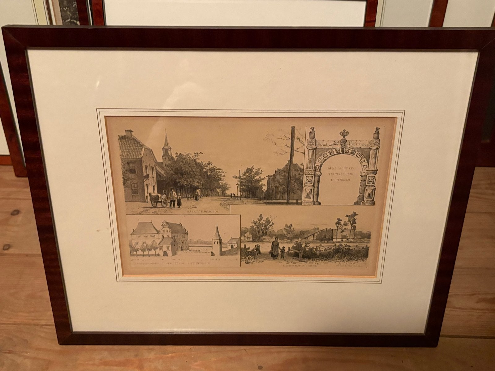 Oude prent van Hengelo het Gewezen huis, Ophalen, Ingelijst, 1800 - 1899, Stadsgezicht
