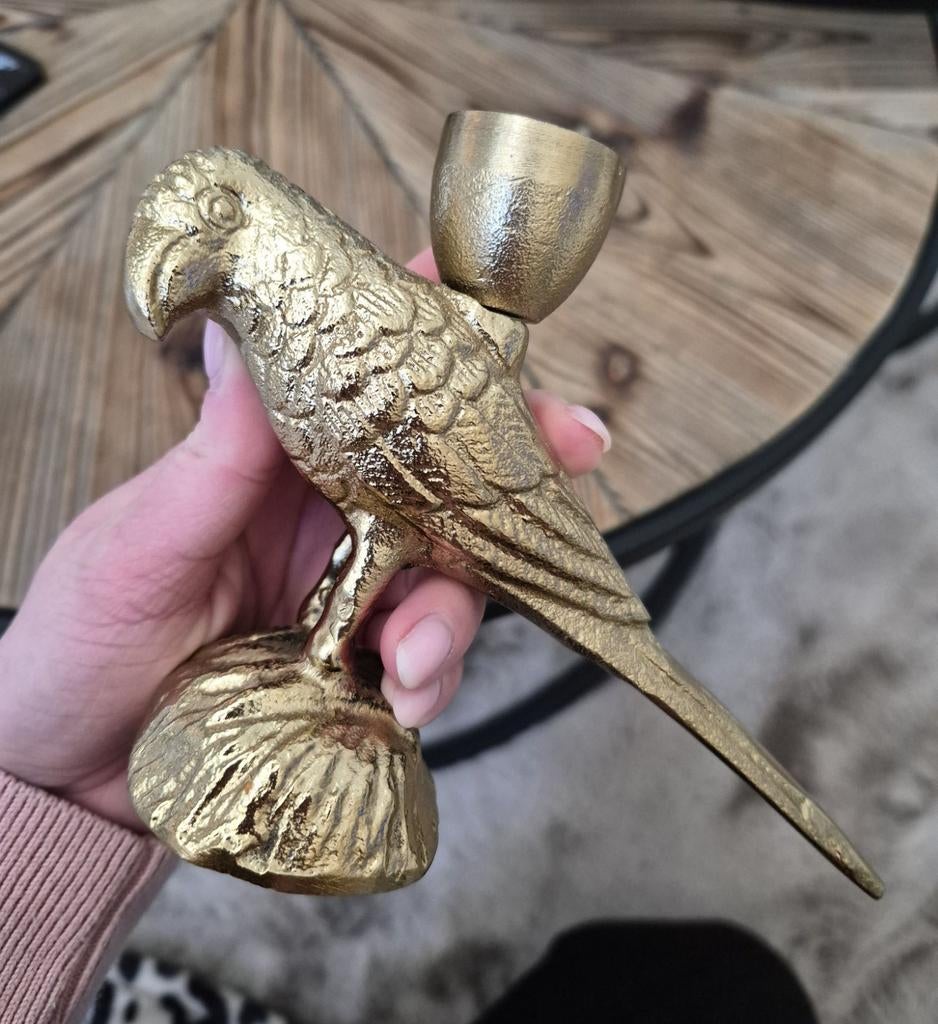 Vogel Kandelaar Goud, Huis en Inrichting, Woonaccessoires | Kandelaars en Kaarsen, Ophalen of Verzenden, Nieuw, Metaal, Kandelaar
