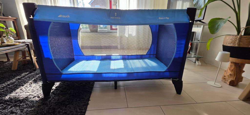 Hauck campingbedje blauw - Handig reisbedje, Ophalen