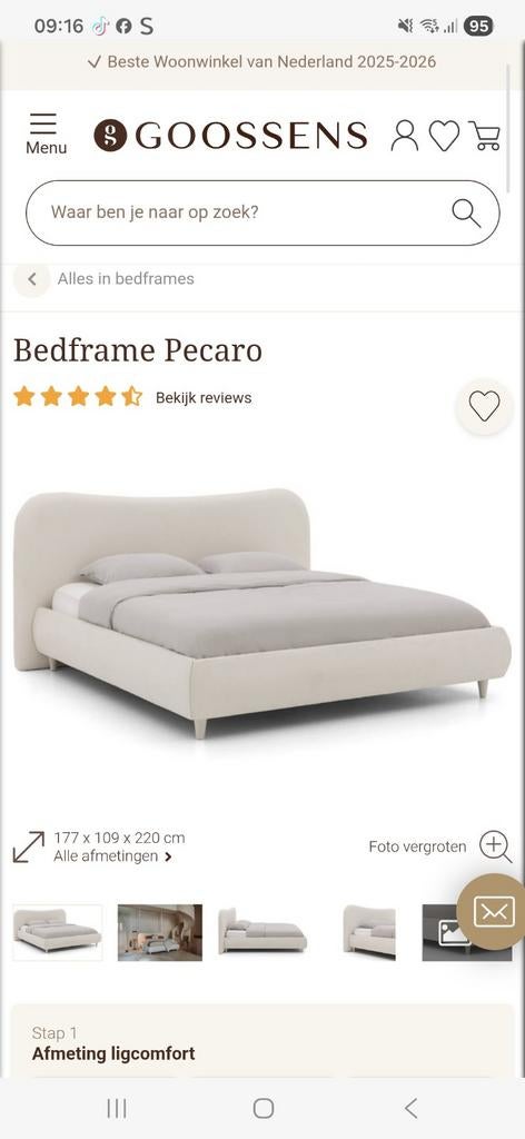 Goossens Picaro bedframe 180x200 - Zo goed als nieuw, Huis en Inrichting, Slaapkamer | Bedden, Tweepersoons, Ophalen of Verzenden