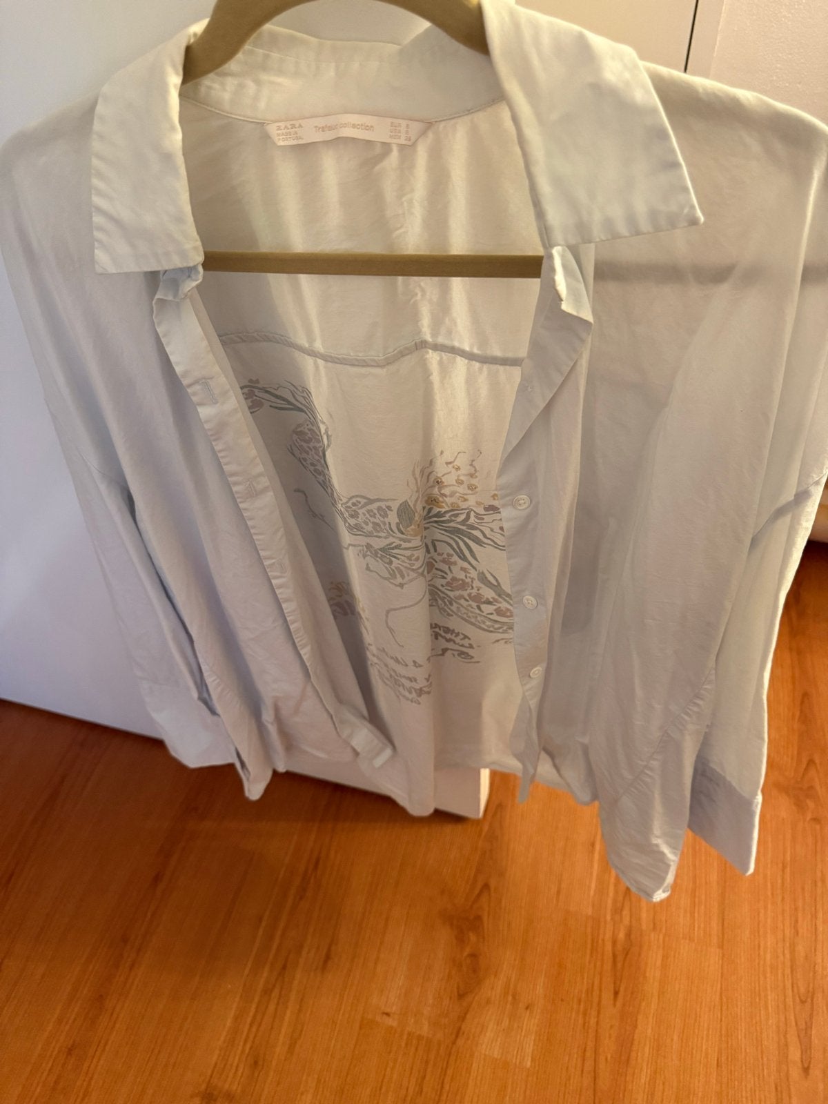 Zara Trafaluc blouse met print - Maat S, Ophalen of Verzenden, Zo goed als nieuw, Maat 36 (S), Blauw
