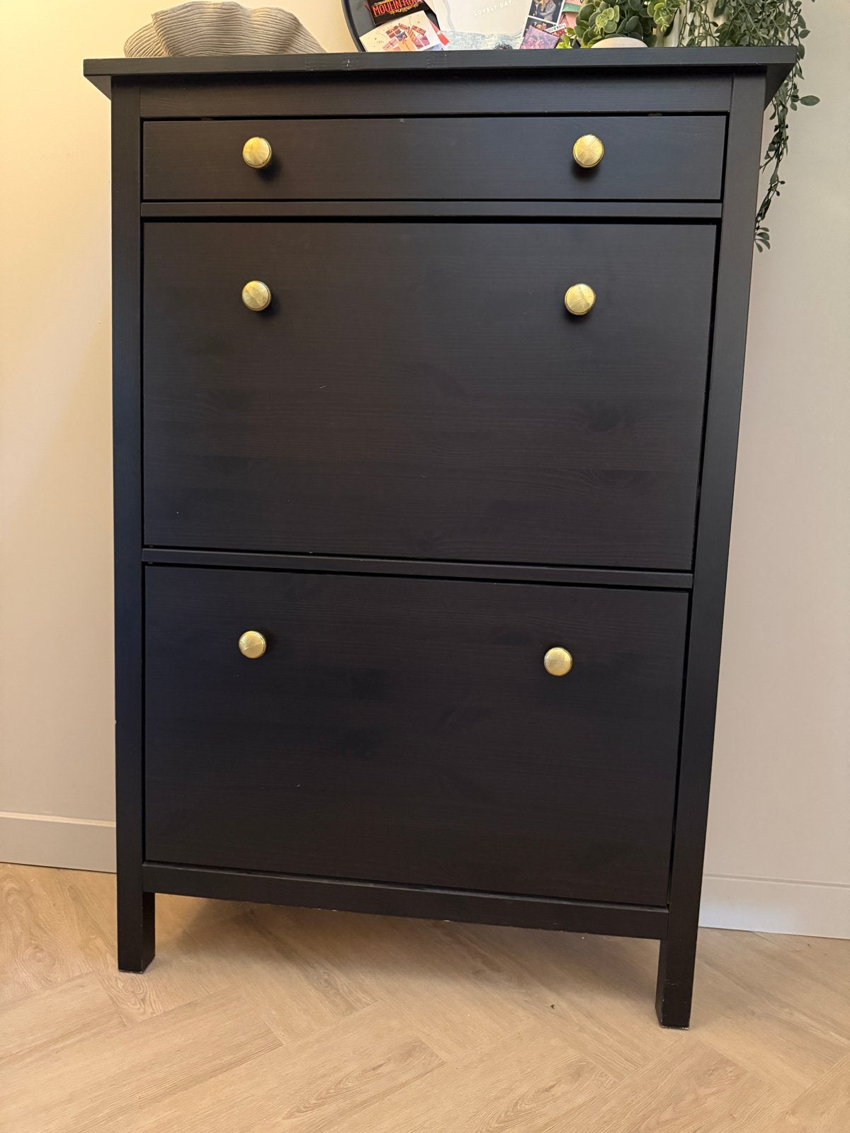 IKEA Schoenenkast met gouden knoppen - Zwart, Huis en Inrichting, Ophalen, Gebruikt