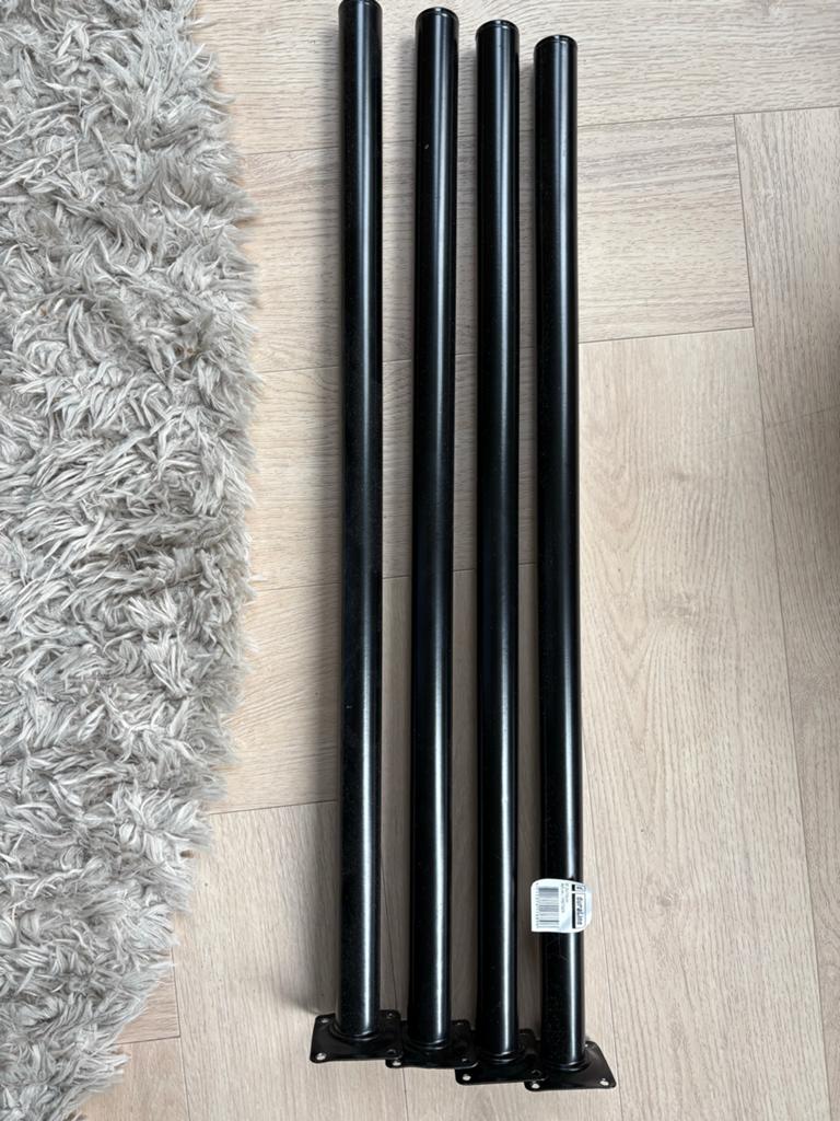 4 zwarte metalen tafelpoten - Duraline, Ophalen, Tafelpoot, Minder dan 50 cm, 50 tot 100 cm