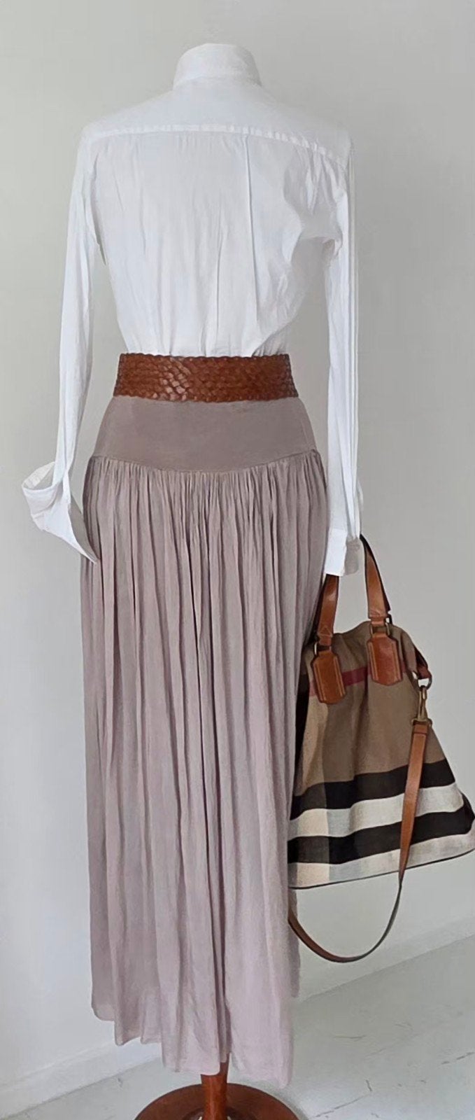 Maxi rok in zijde /viscose  beige taupe, Kleding | Dames, Rokken, Purdey Pauw, Verzenden, Beige, Onder de knie