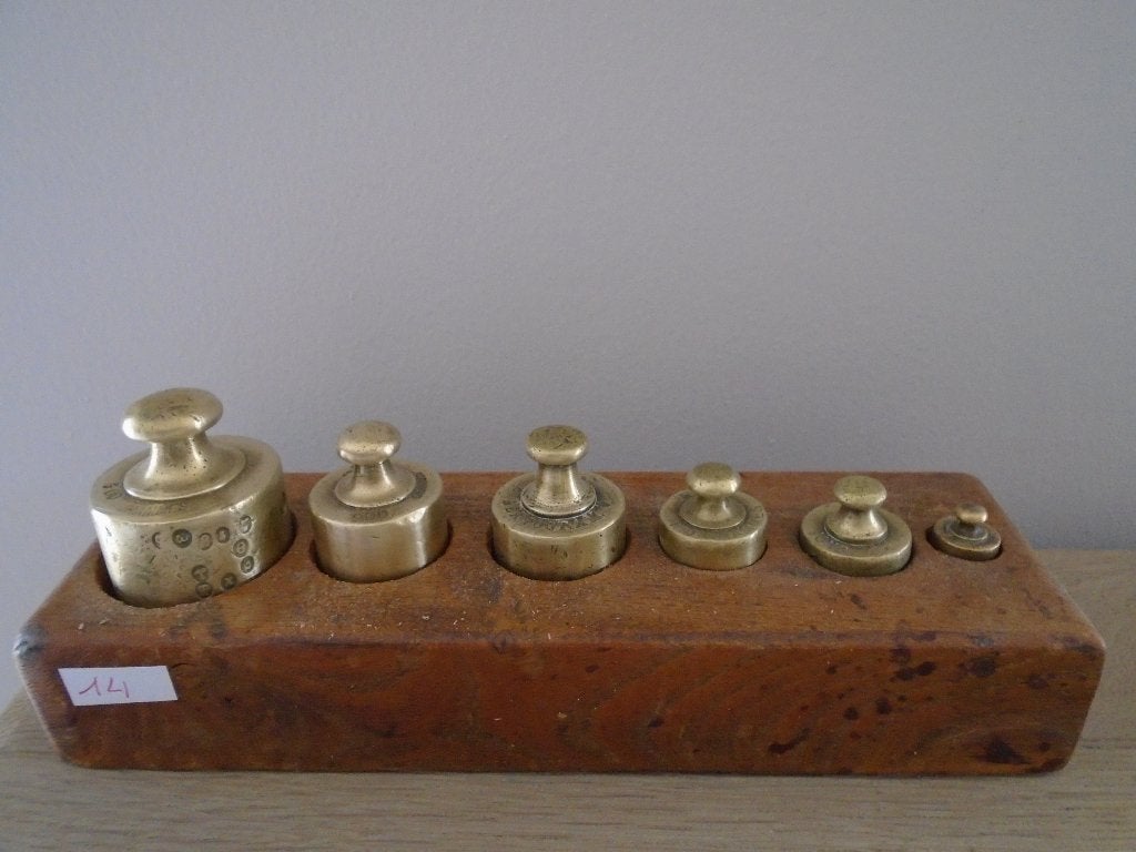 Weegschaal gewichten in geel koper nr14., Ophalen of Verzenden