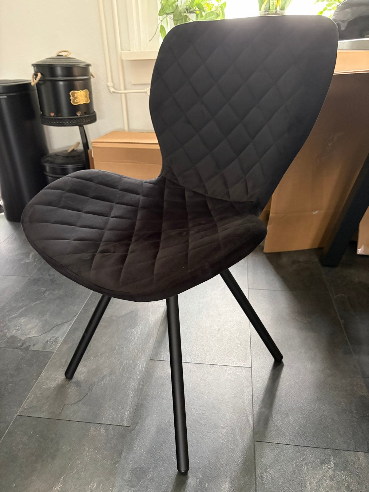 Set van 6 zwarte gestoffeerde stoelen, Ophalen, Zwart, Zo goed als nieuw, Stof