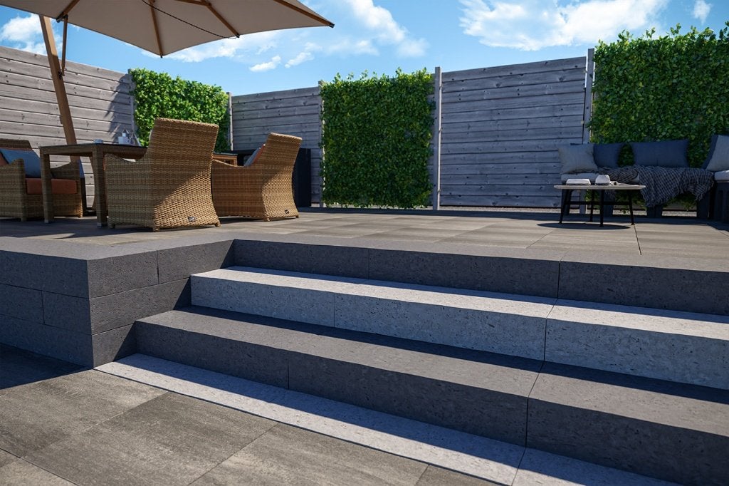 2x traptrede antraciet 18x40x100 nu 49,95 per stuk, Ophalen, 100 tot 200 cm, Blok, Nieuw