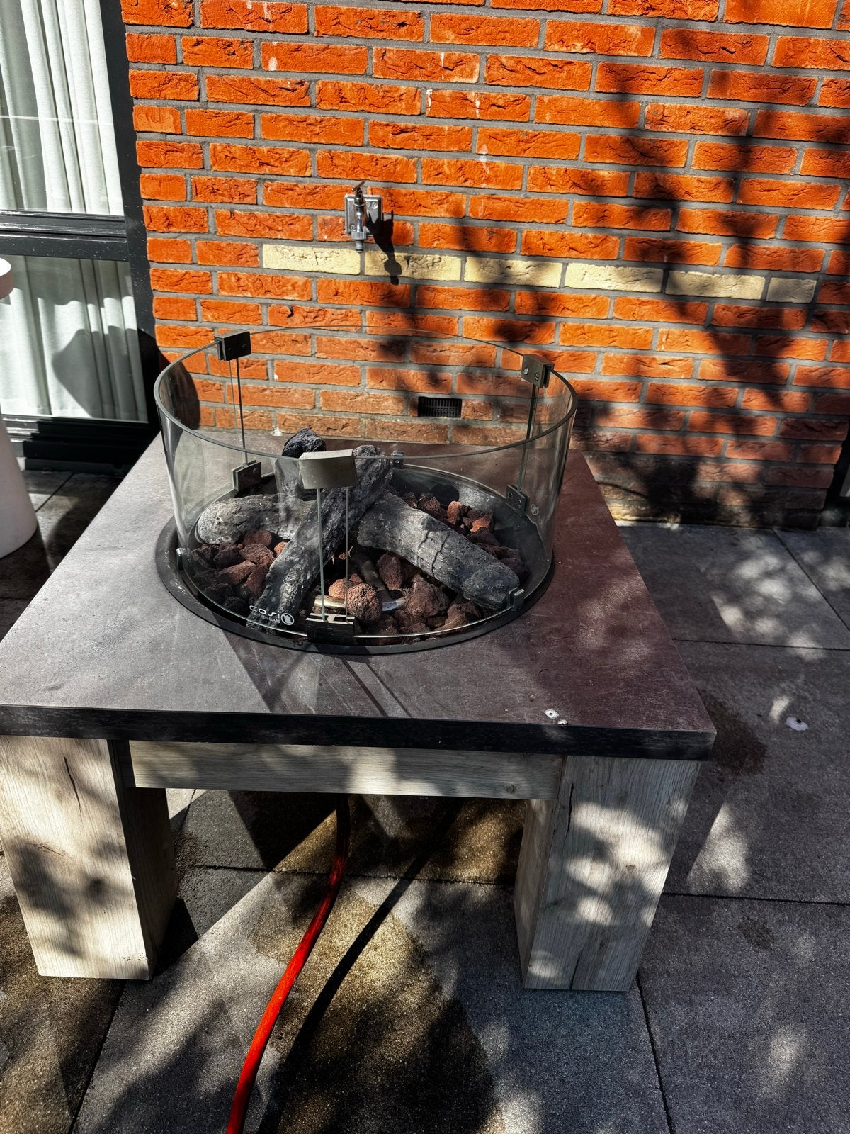 Inbouw Vuurschaal (Cosi) met glazen ombouw, Ophalen, Gebruikt