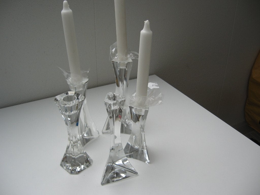 Groepje v 5 excl zware Kaarsen standers v glas samen €10,-, Ophalen of Verzenden, Zo goed als nieuw, Glas