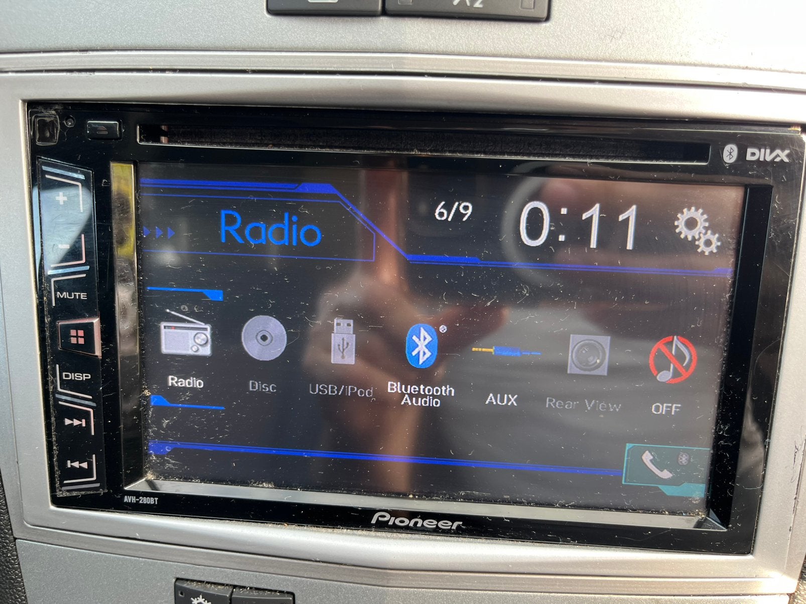 Pioneer AVH-280bt met microfoon dubbel din autoradio, Ophalen of Verzenden, Gebruikt