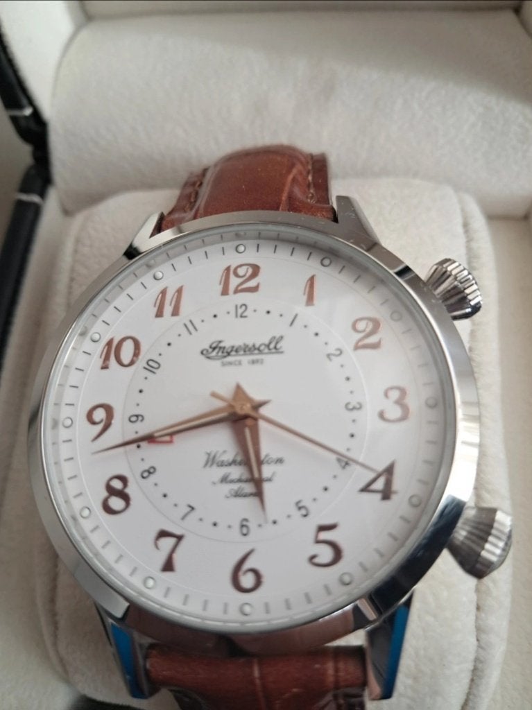 Ingersoll Washington Lim Edition horloge met wekker/alarm, Overige merken, Leer, Staal, Polshorloge