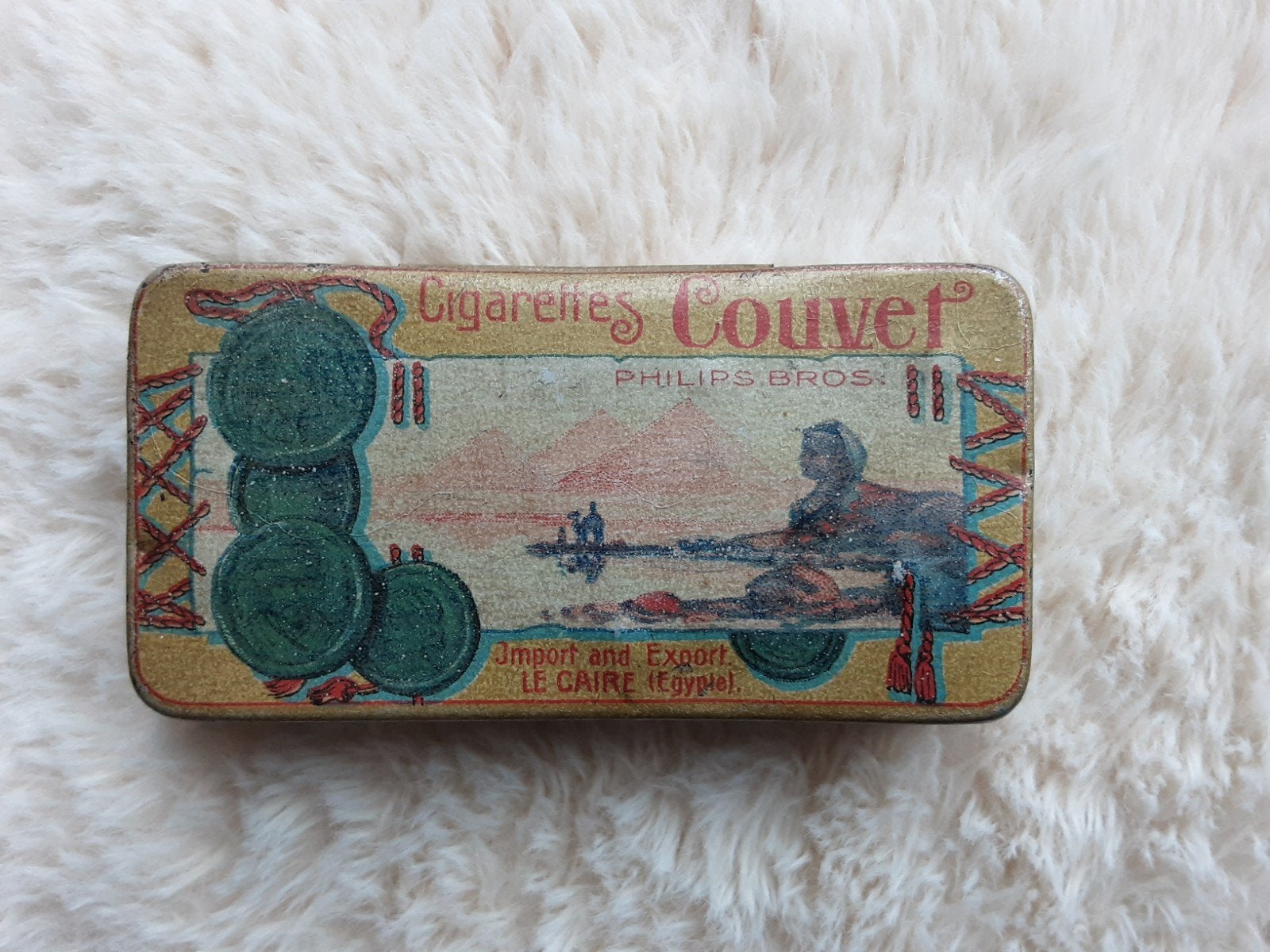 Sigaretten blikje COUVET ( PHILIPS BROS LTD ) C.A 1900., Ophalen of Verzenden, Gebruikt, Overige