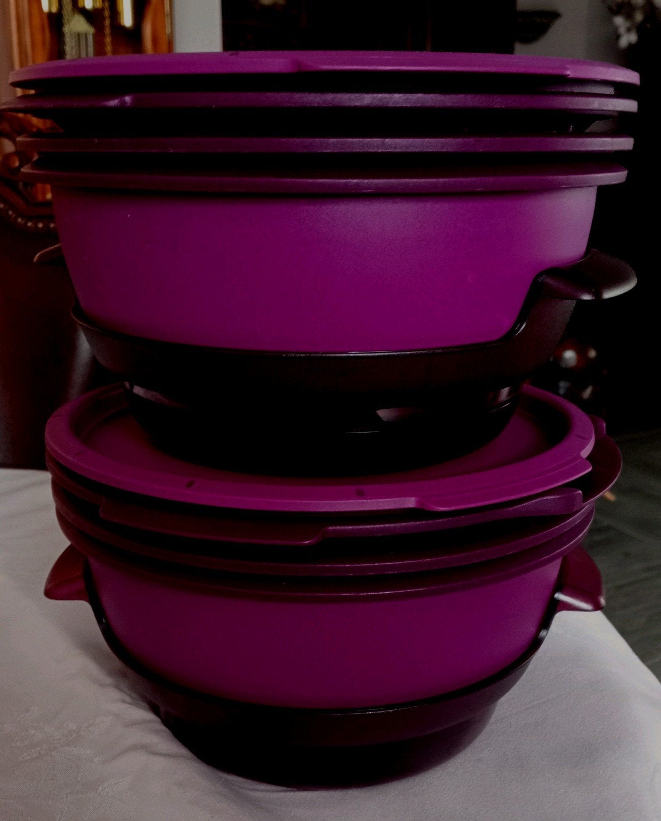 Set Nieuwe Tupperware Paarse Micro Gourmet Stoompan, Schaal, Met deksel, Nieuw, Ophalen of Verzenden