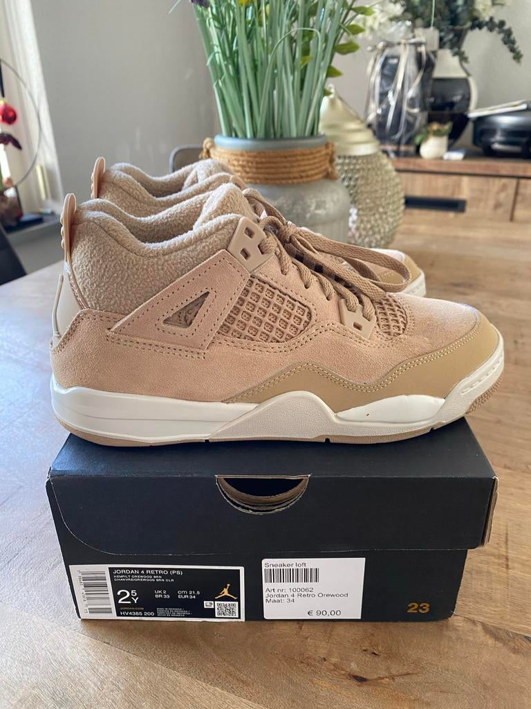 Jordan 4 Retro Drewdog sneakers maat 34, Nieuw, Ophalen of Verzenden, Jongen of Meisje, Sportschoenen
