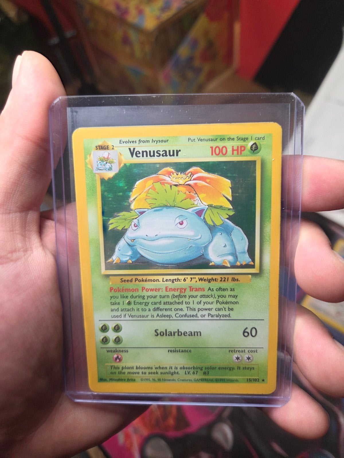 Venusaur 15/102 Holo Base Set 1999 Wotc era Vintage, Ophalen of Verzenden, Nieuw, Losse kaart, Foil