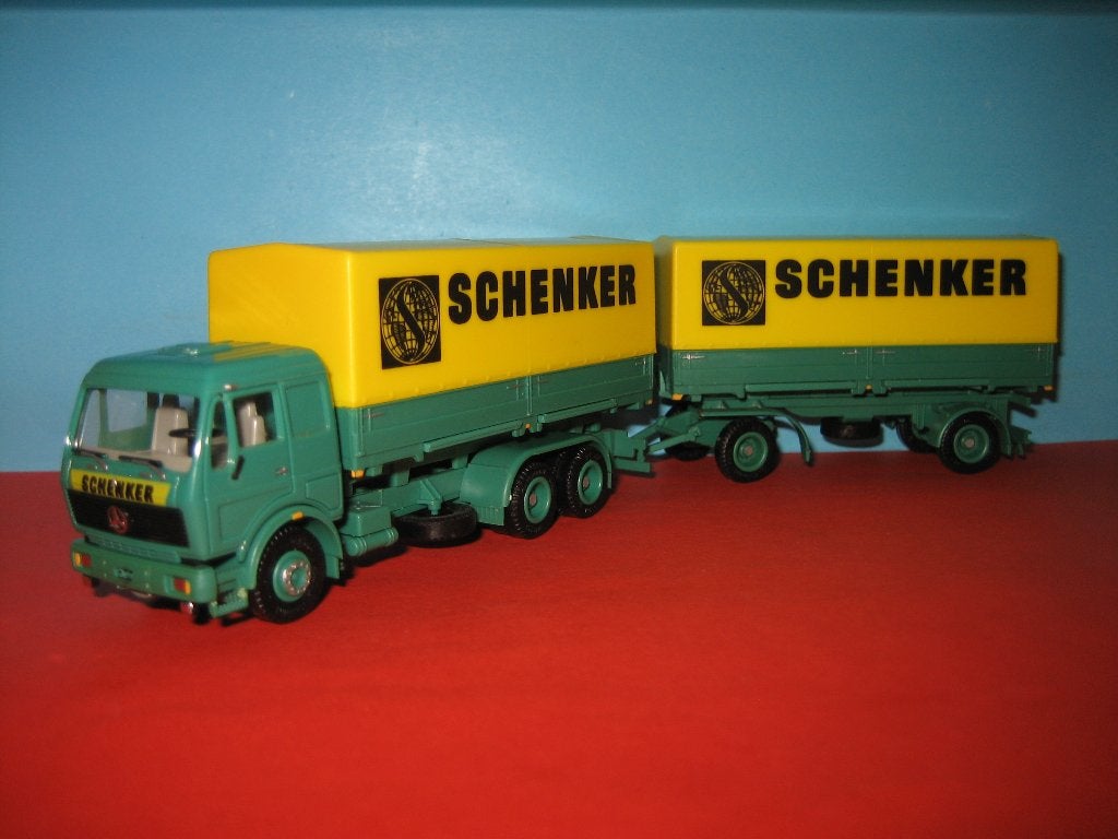 Schenker  MERCEDES  combi met afzetbakken  Herpa, Ophalen of Verzenden, Zo goed als nieuw, Bus of Vrachtwagen, Herpa