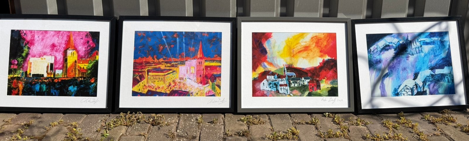 Prachtige 4-delige kunstserie – Kleurrijk Expressionisme, Ophalen