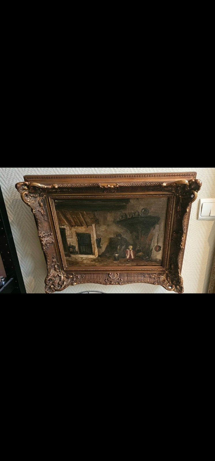 Hein Kever interieur met moeder en kind., Ophalen of Verzenden