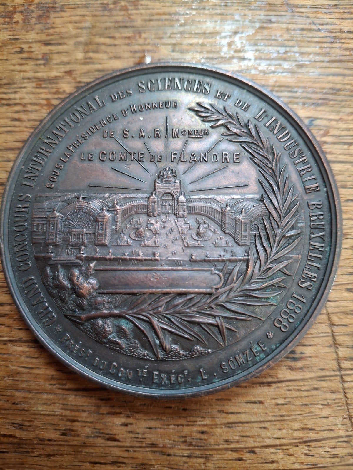 Historische Medaille Leopold II, Wereldtentoonstelling 1888, Ophalen of Verzenden, Brons, Buitenland