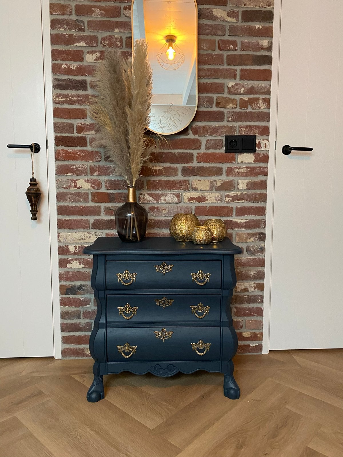 Unieke donkerblauwe commode/kastje - zelf gemengde kleur, Huis en Inrichting, Barok, Eikenhout, Nieuw, Met lade(s)