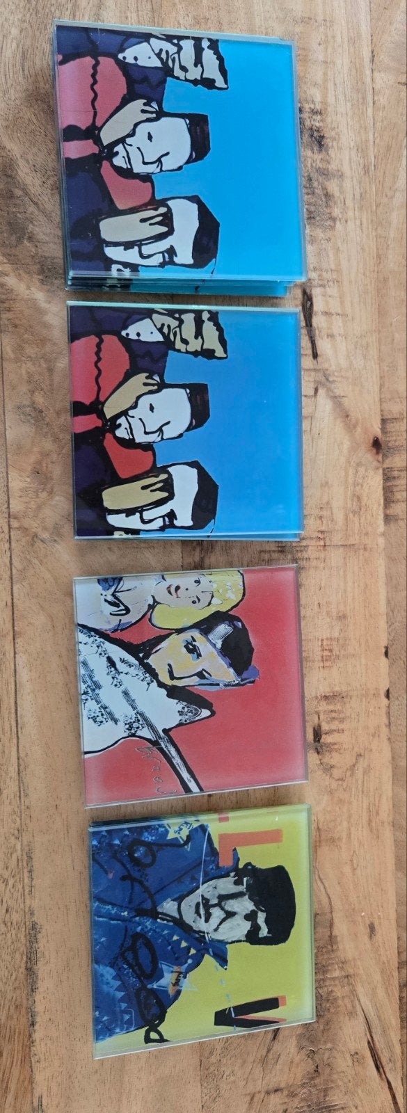 11 glazen onderzetters met kunstzinnige prints, Ophalen of Verzenden, Zo goed als nieuw, Glas of Kopje
