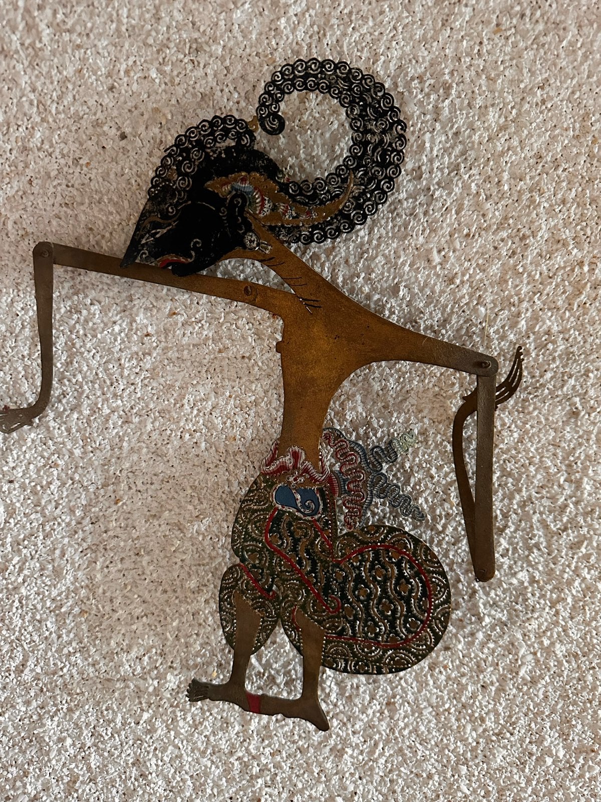 Set van 2 Wayang Kulit poppen - Indonesische schaduwpoppen, Ophalen, Natuurlijk materiaal, Handgemaakt, Indonesië