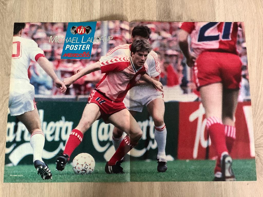 Poster Michael Laudrup Half Mexico 1986, Ophalen of Verzenden, Zo goed als nieuw, Buitenlandse clubs, Poster, Plaatje of Sticker