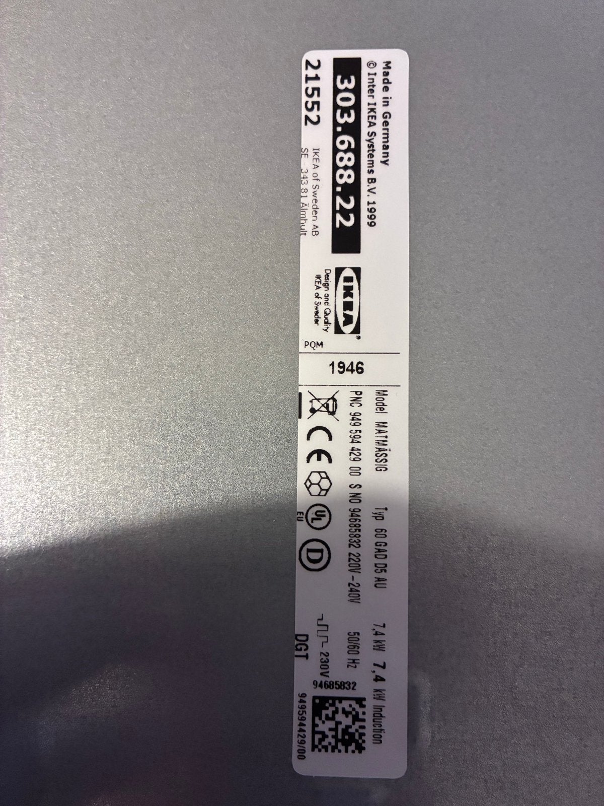 IKEA MATMÄSSIG Inductiekookplaat - Zo goed als nieuw, Witgoed en Apparatuur, Ophalen, 4 kookzones, Zo goed als nieuw, Energieklasse A of zuiniger