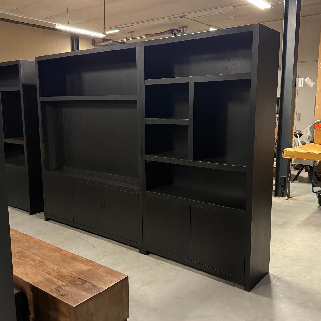 Vakkenkast 120cm zwart eiken fineer hotel chique , Huis en Inrichting, Kasten | Boekenkasten, 100 tot 150 cm, Nieuw, Ophalen of Verzenden