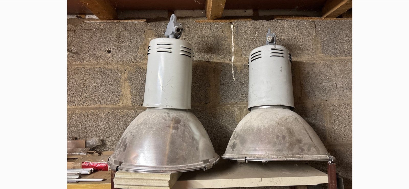 Set van 2 robuuste industriële hanglampen - Vintage, Ophalen, Gebruikt