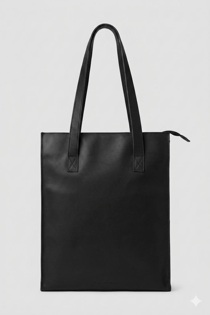 Laptoptas zwart leren Sacha shopper – Premium Collection, Ophalen, Zo goed als nieuw, Zwart, Shopper