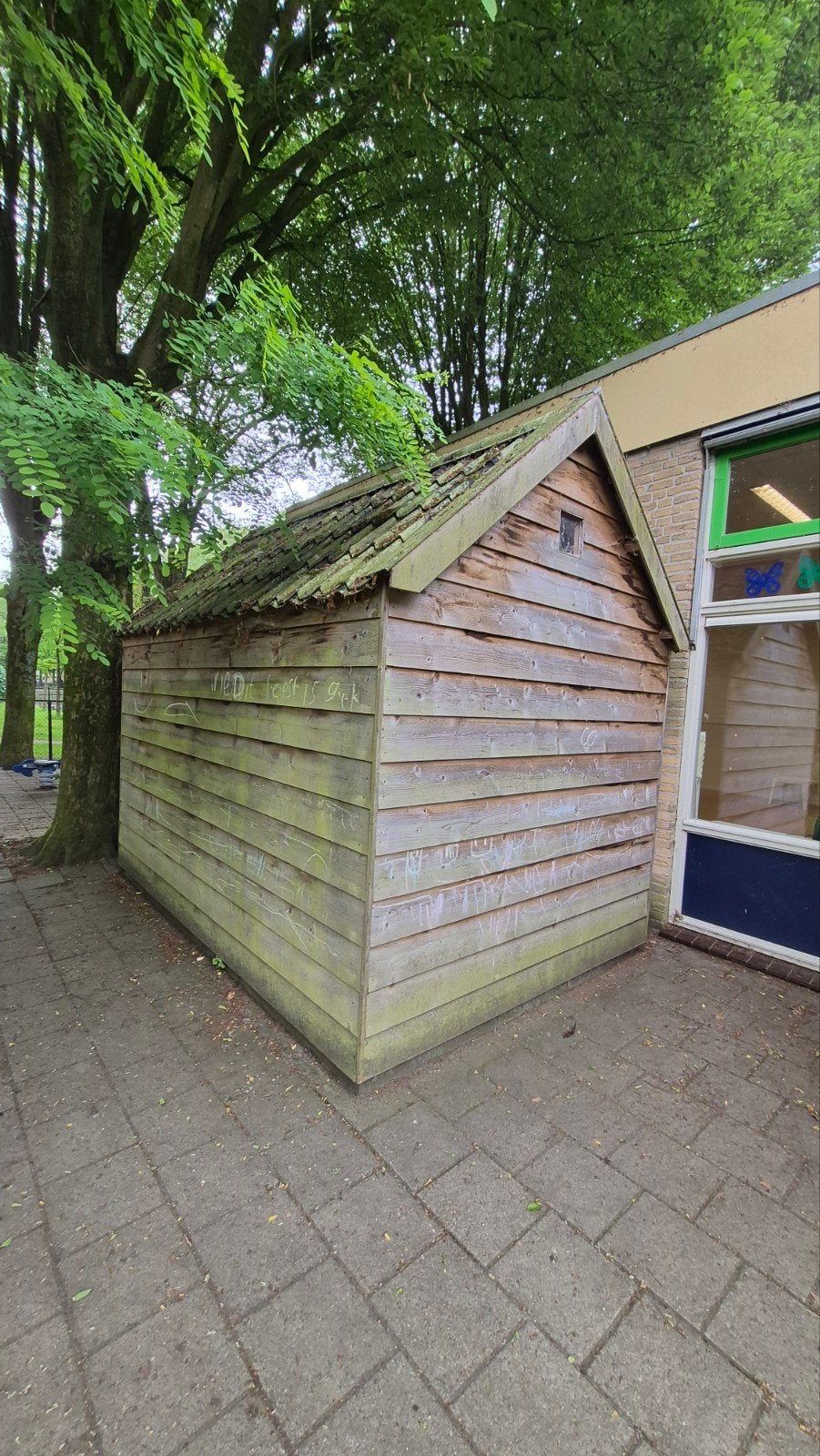 Houten schuur/berging, opknapper, Ophalen of Verzenden, Gebruikt, Hout, Fietsenberging