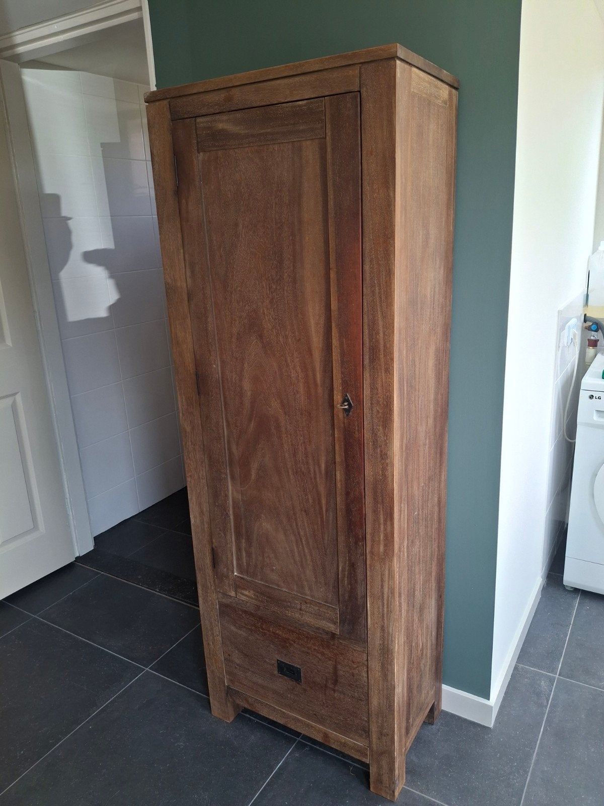 Houten kast 170x60x35 met 4 planken en lade, Ophalen, Gebruikt